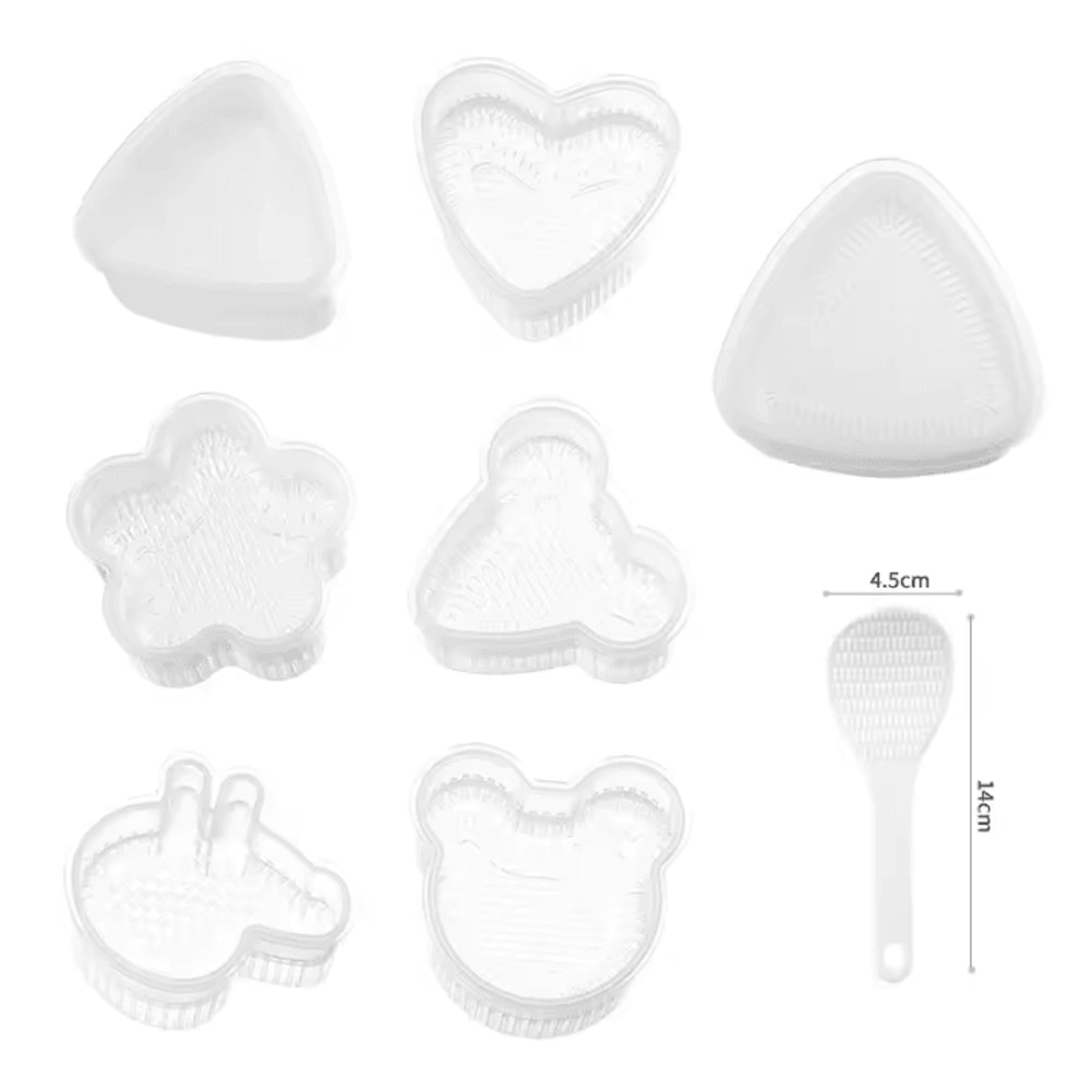 KawaiiRice Onigiri Mold Set Transparent Sushi Rice Mold Cartoon Kids Bento Rice Ball Maker 8