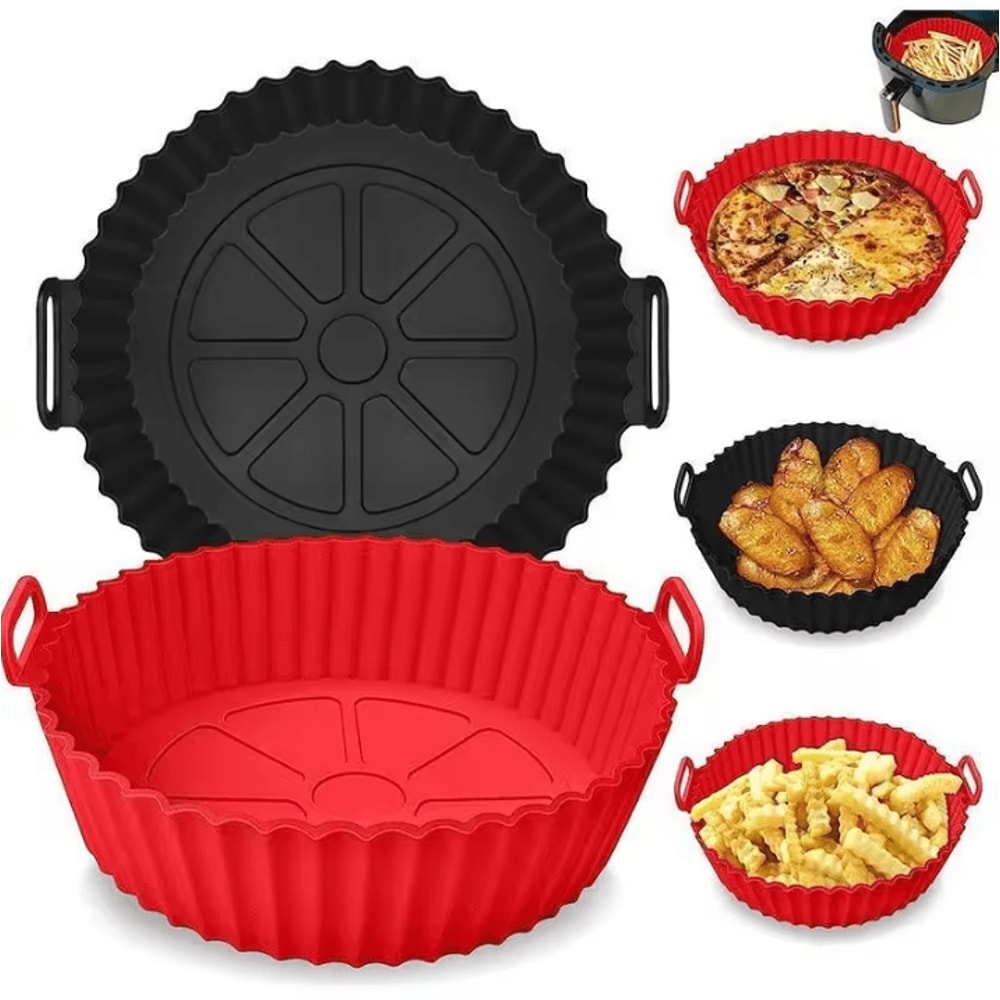 CleanCook Air Fryer Silicone Liners Reusable Silicone Air Fryer Pot Non Stick Food Safe Basket Inse 0