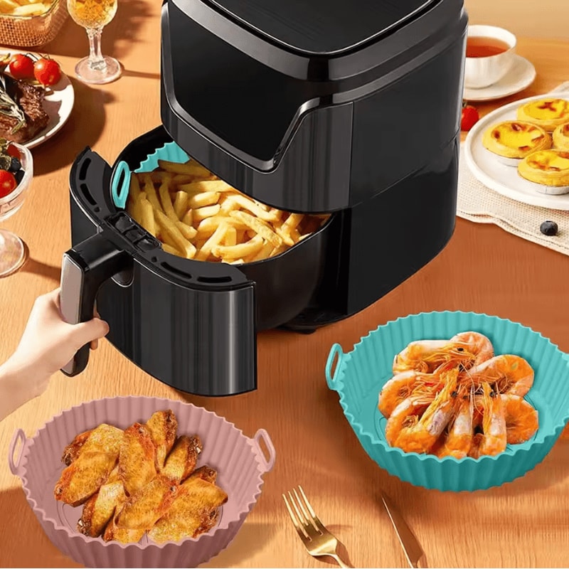CleanCook Air Fryer Silicone Liners Reusable Silicone Air Fryer Pot Non Stick Food Safe Basket Inse 5