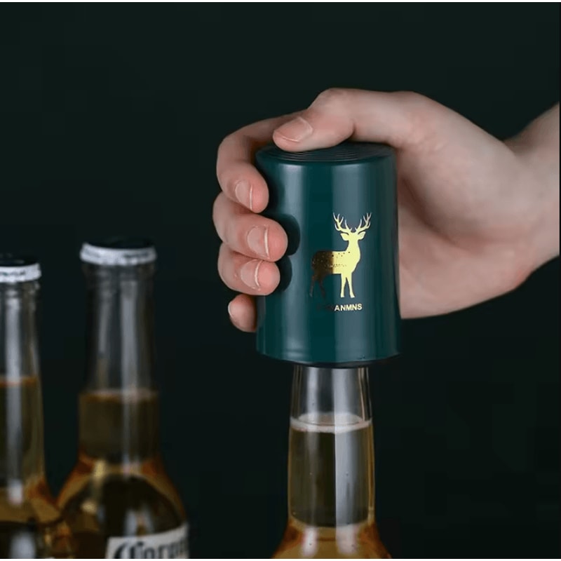 QuickPop Automatic Beer Bottle Opener Stainless Steel Magnetic Bottle Opener With OnePress Cap Rel 1
