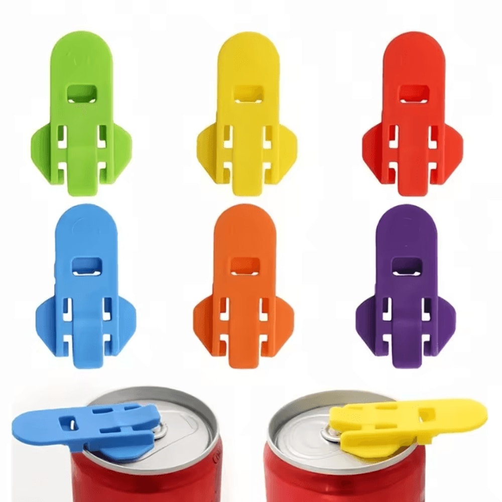 FreshSeal Beverage Can Lid Sealer Set Portable Soda Can Cover With Rotating Dustproof Seal 6 PCS 0