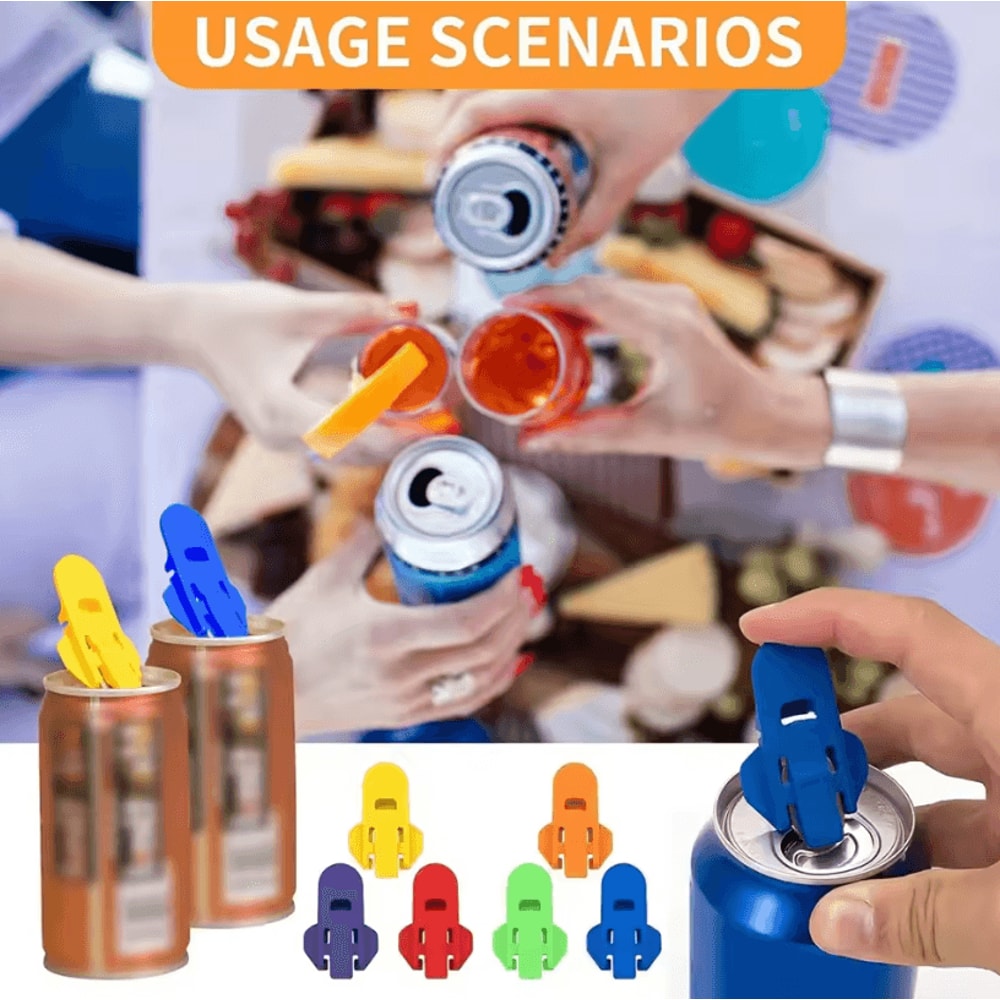 FreshSeal Beverage Can Lid Sealer Set Portable Soda Can Cover With Rotating Dustproof Seal 6 PCS 3