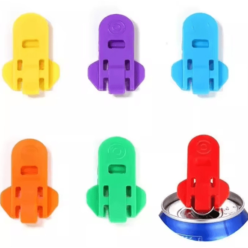 FreshSeal Beverage Can Lid Sealer Set Portable Soda Can Cover With Rotating Dustproof Seal 6 PCS 5