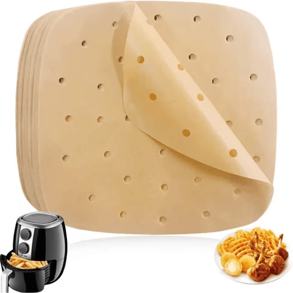 CrispFlow Perforated Air Fryer Parchment Paper Liners 85 Inch Non Stick Air Fryer Paper Liners For 5