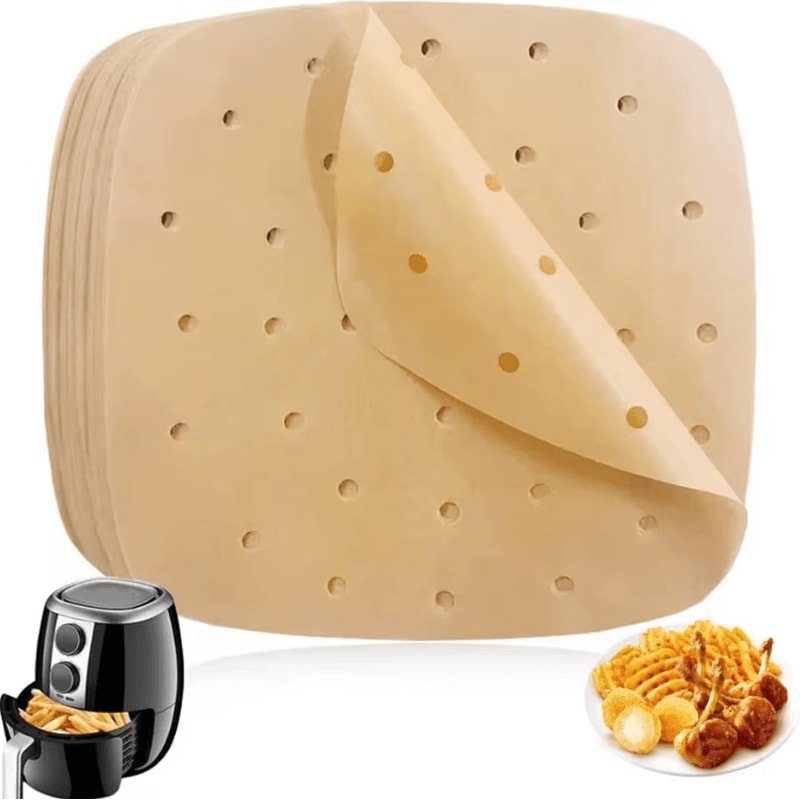 CrispFlow Perforated Air Fryer Parchment Paper Liners 85 Inch Non Stick Air Fryer Paper Liners For 5