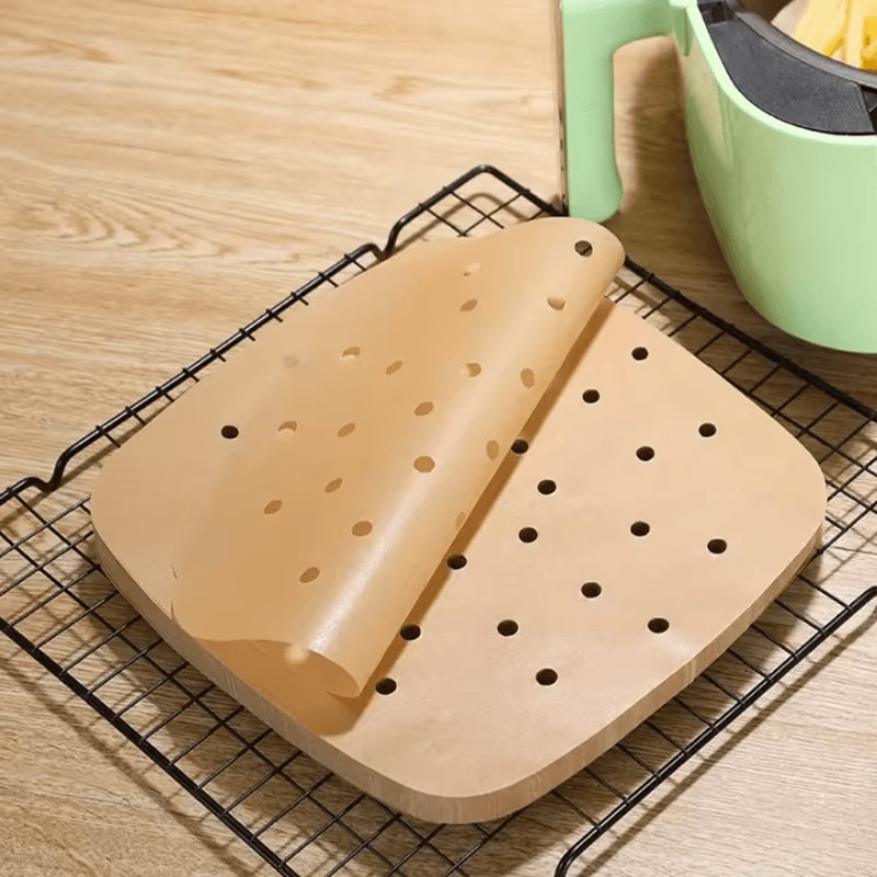 CrispFlow Perforated Air Fryer Parchment Paper Liners 85 Inch Non Stick Air Fryer Paper Liners For 6