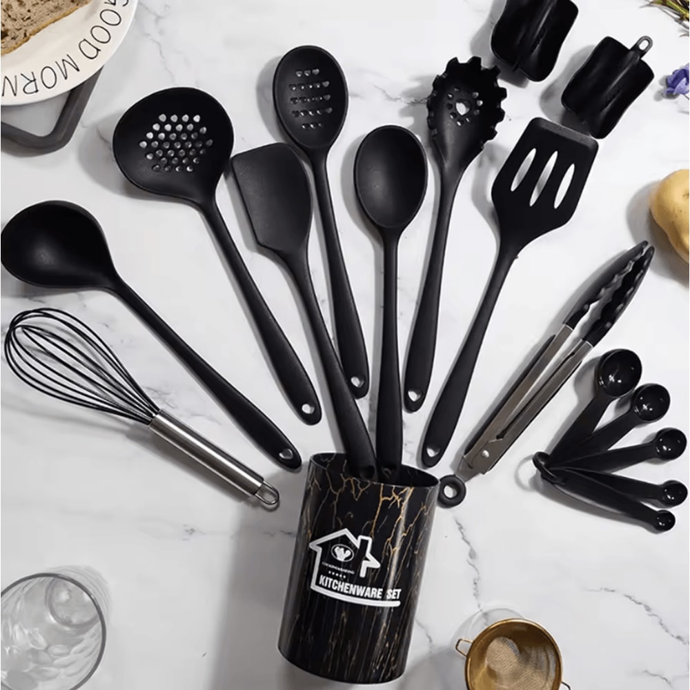 ProChef Silicone Kitchen Utensils Set 18 Piece Heat Resistant Silicone Cooking Utensil Set For Nons 0