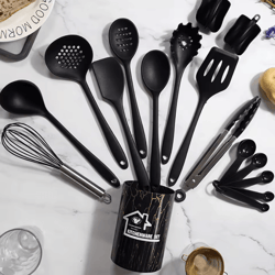 prochef silicone kitchen utensils set 18 piece heat resistant silicone cooking utensil set for nonstick cookware