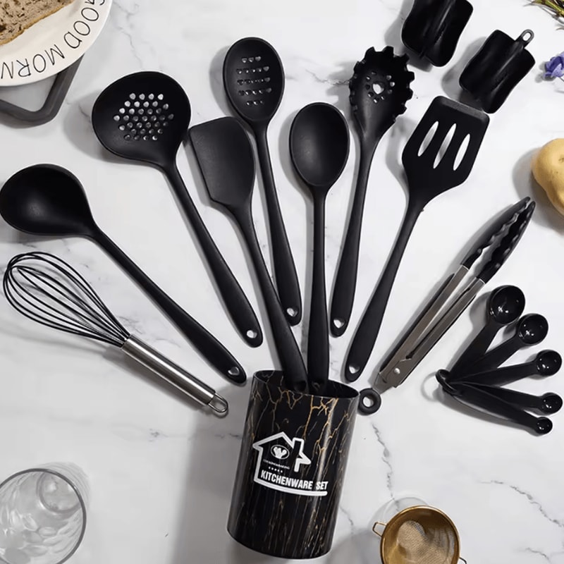 ProChef Silicone Kitchen Utensils Set 18 Piece Heat Resistant Silicone Cooking Utensil Set For Nons 0