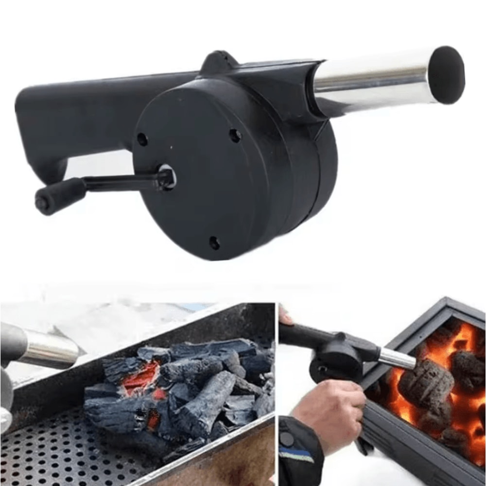 FireBoost Manual BBQ Fan Air Blower Portable BBQ Fire Starter Fan Hand Crank Charcoal Grill Tool 0