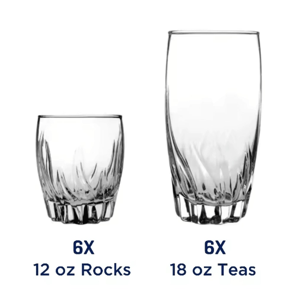 12 Piece Clear Glassware Set Durable Highball Rocks Glasses Dishwasher Safe Ideal Home Parties Gift 1