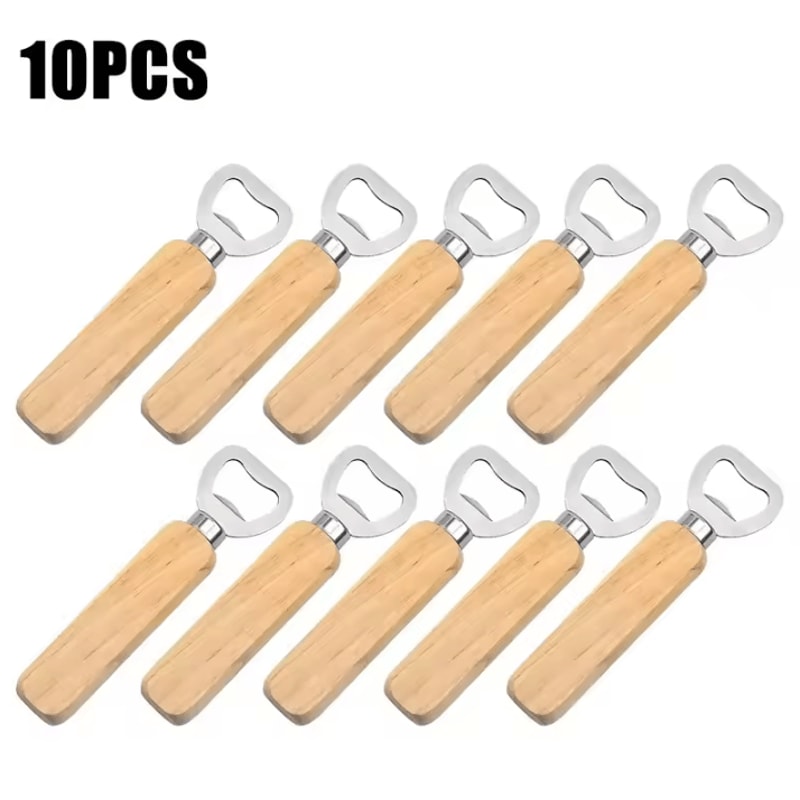 HeavyDuty Beer Bottle Opener With Wooden Handle Durable Stainless Steel Bottle Opener For Beer Be 6