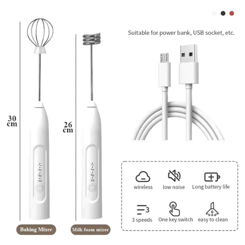 Portable USB Electric Egg Beater Handheld Milk Frother Cream Whisk Kitchen Gadget 5