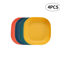 4Piece Reusable Plastic Dessert Plates Durable Square Picnic Plates Microwave Dishwasher Safe 4
