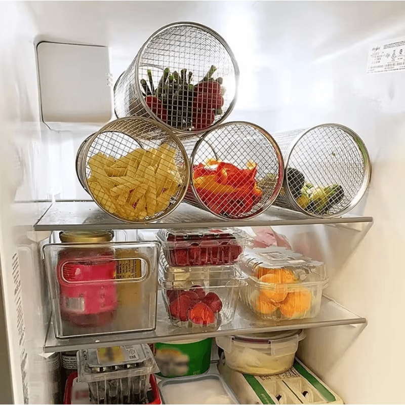 Circular Stainless Steel BBQ Rolling Basket Portable Wire Mesh Grill Basket For Camping Outdoor B 4