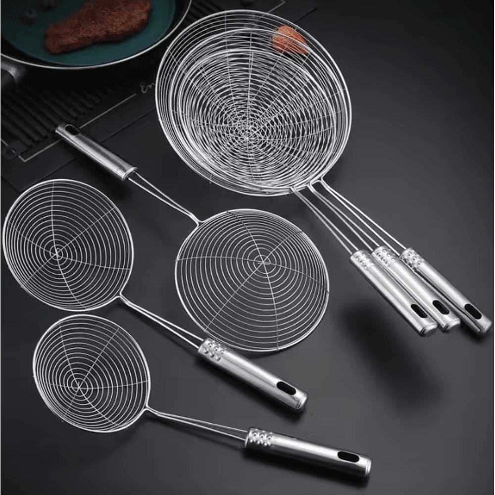 3Piece Stainless Steel Colander Set MultiSize Kitchen Mesh Strainer For Noodles Dumplings Frying 1