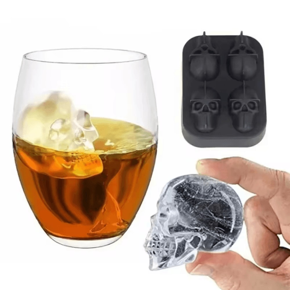3D Skull Ice Mold Creative Silicone Whiskey Ice Mold For Cocktails Bar Party Drinks 1