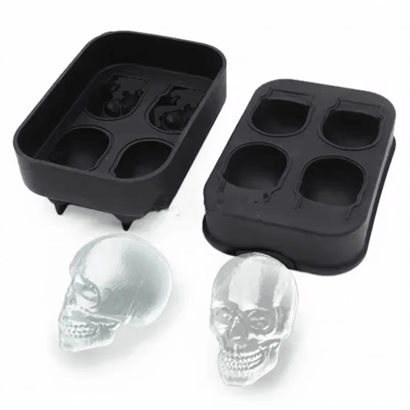 3D Skull Ice Mold Creative Silicone Whiskey Ice Mold For Cocktails Bar Party Drinks 2