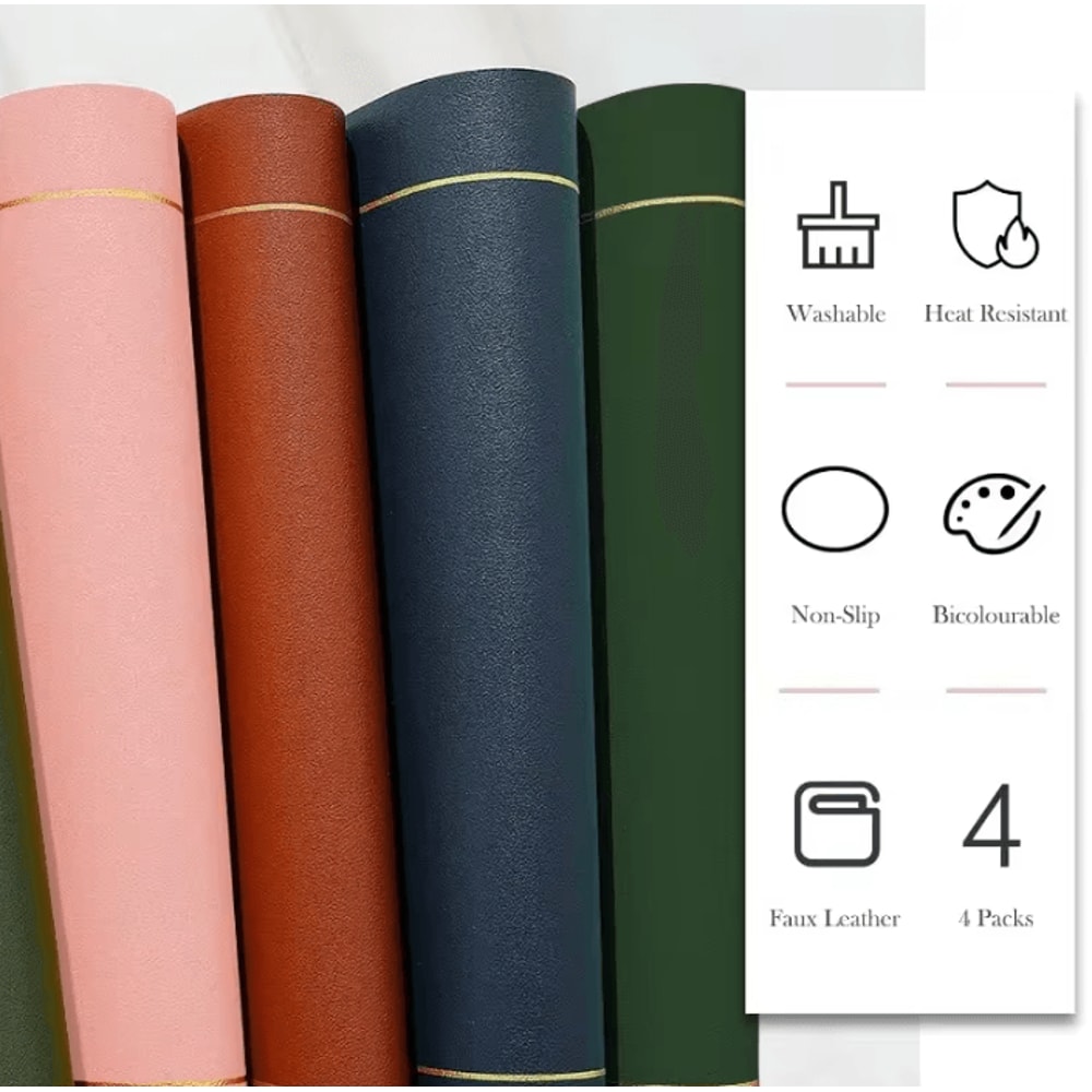 Modern Leather Table Placemats Waterproof HeatResistant Dining Placemats With NonSlip ColorBlock D 3