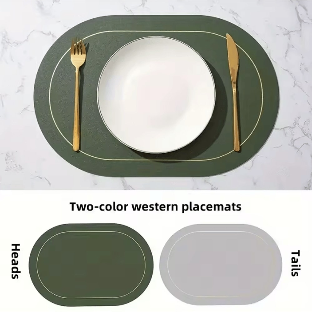 Modern Leather Table Placemats Waterproof HeatResistant Dining Placemats With NonSlip ColorBlock D 5