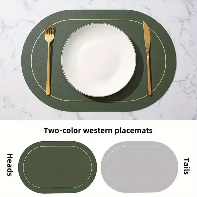 Modern Leather Table Placemats Waterproof HeatResistant Dining Placemats With NonSlip ColorBlock D 5