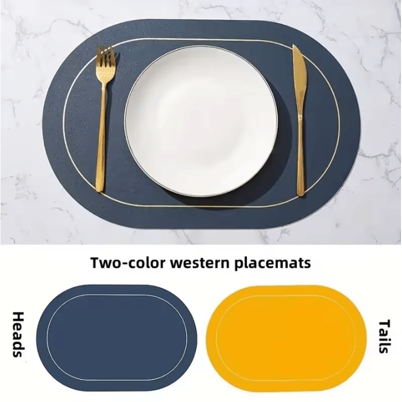 Modern Leather Table Placemats Waterproof HeatResistant Dining Placemats With NonSlip ColorBlock D 6