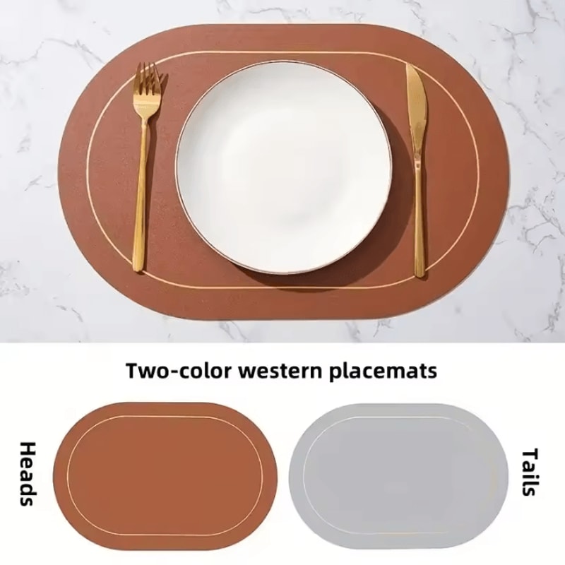 Modern Leather Table Placemats Waterproof HeatResistant Dining Placemats With NonSlip ColorBlock D 8