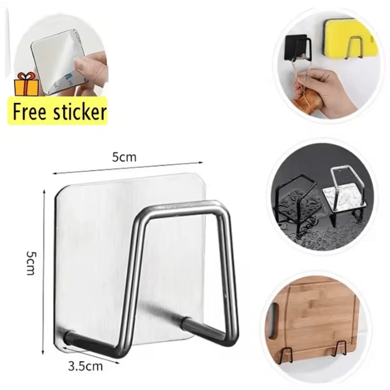 SelfAdhesive Stainless Steel Sponge Holder RustResistant Kitchen Sink Organizer With Drain Drying 7