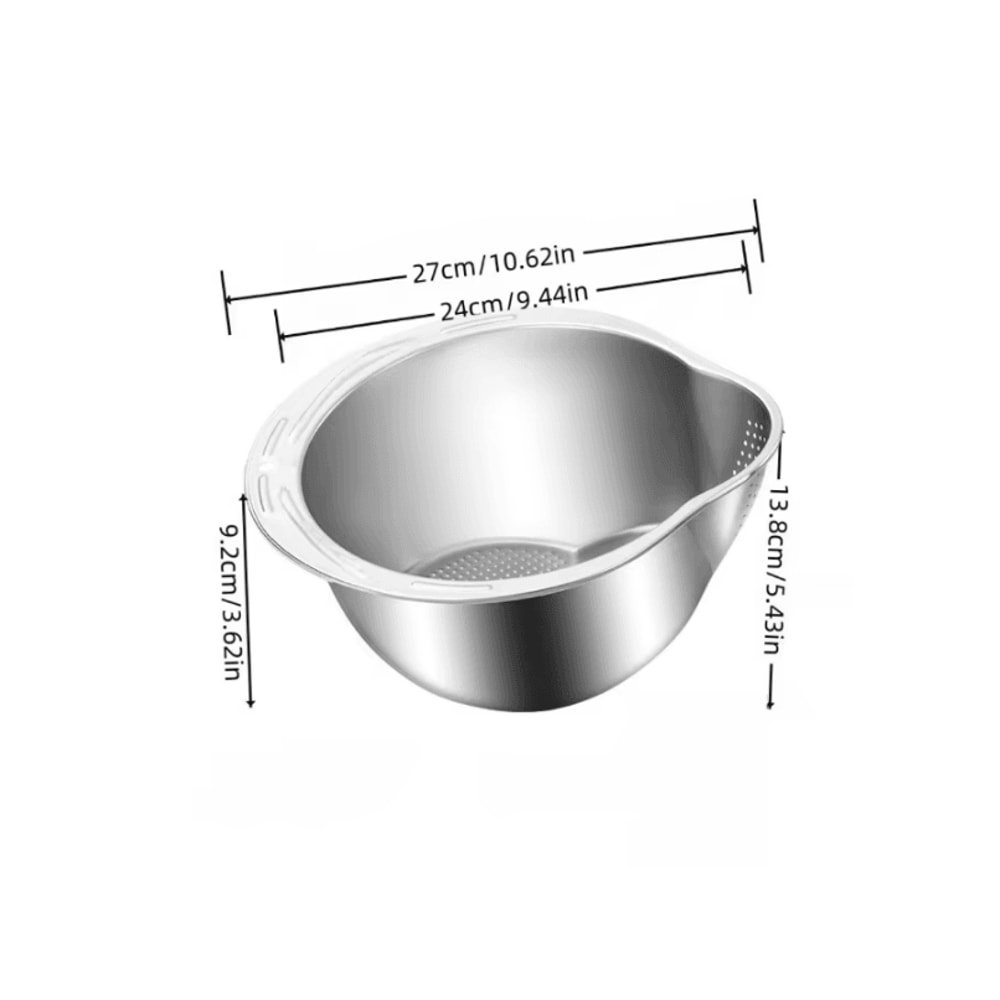 Stainless Steel Rice Washing Bowl Vegetable Strainer MultiUse Kitchen Drain Basket 5