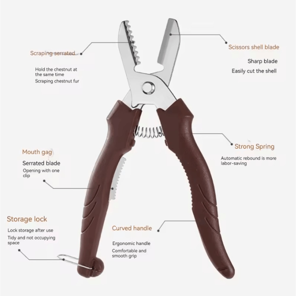 Multipurpose Stainless Steel Chestnut Cutter Scissors CrossCut Chestnut Peeler Nut Shell Opener 4