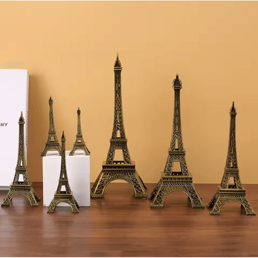 Vintage Bronze Eiffel Tower Statue Metal Paris Landmark Decorative Collectible 1
