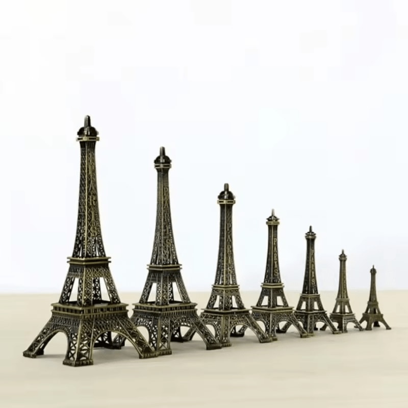 Vintage Bronze Eiffel Tower Statue Metal Paris Landmark Decorative Collectible 3