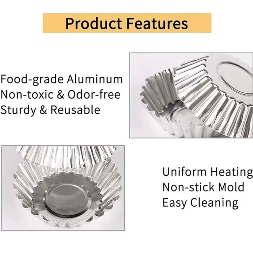 10Piece Stainless Steel Egg Tart Mold Set Reusable Mini Tart Pastry Baking Cups 2