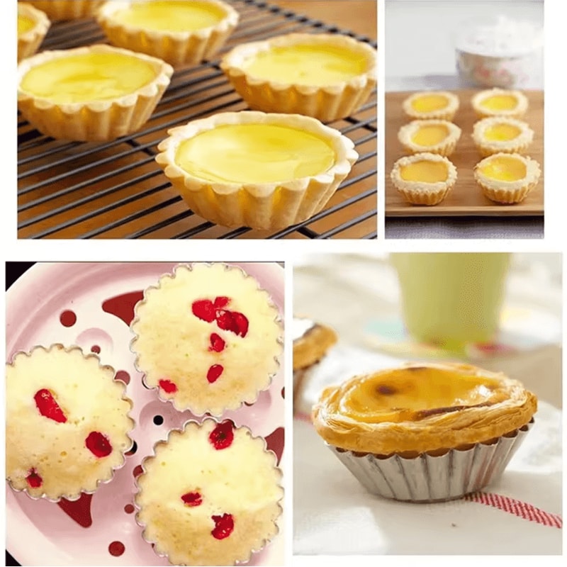 10Piece Stainless Steel Egg Tart Mold Set Reusable Mini Tart Pastry Baking Cups 5