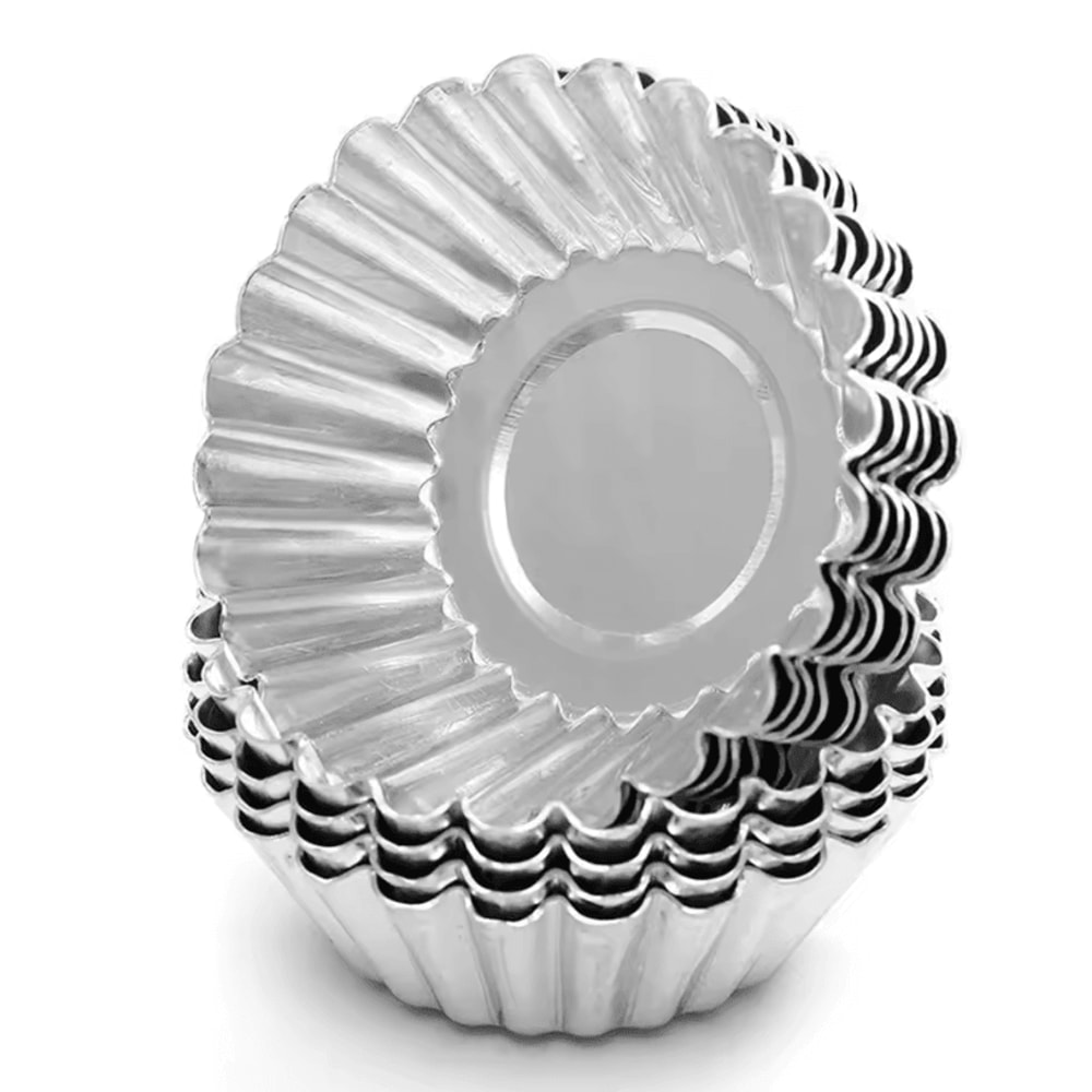 10Piece Stainless Steel Egg Tart Mold Set Reusable Mini Tart Pastry Baking Cups 6