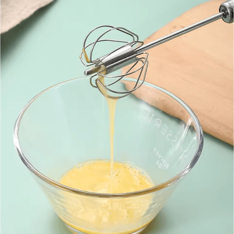 304 Stainless Steel SemiAutomatic Egg Whisk Push Rotary Manual Hand Mixer 2