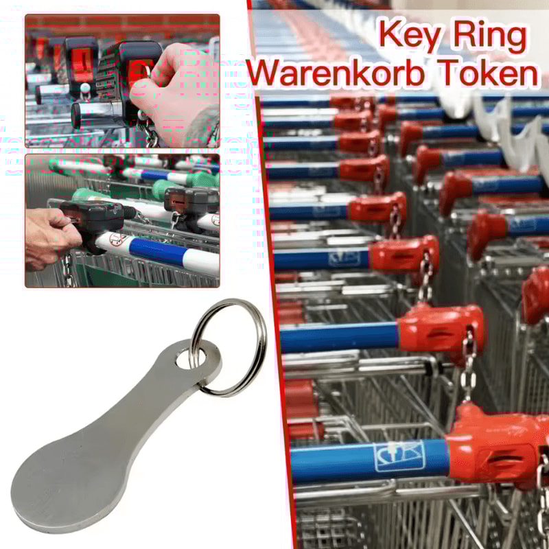 Aluminum Alloy Shopping Cart Token Keychain Portable Trolley Unlock Key Ring 0