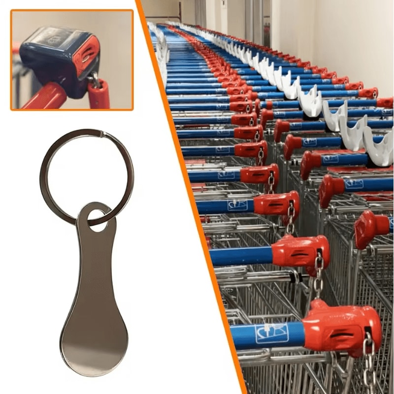 Aluminum Alloy Shopping Cart Token Keychain Portable Trolley Unlock Key Ring 1