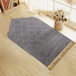 plush islamic prayer mat with tassels – thick flannel muslim salah rug (26 by 46 in)