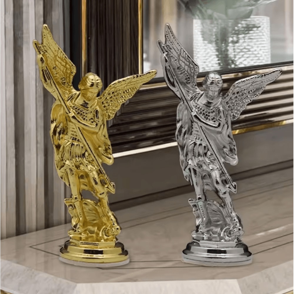 Saint Michael Archangel Statue Zinc Alloy Guardian Angel Figurine For Home Desk Decor 0
