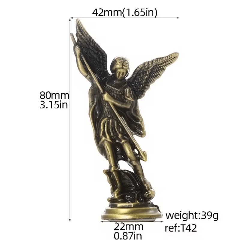 Saint Michael Archangel Statue Zinc Alloy Guardian Angel Figurine For Home Desk Decor 2