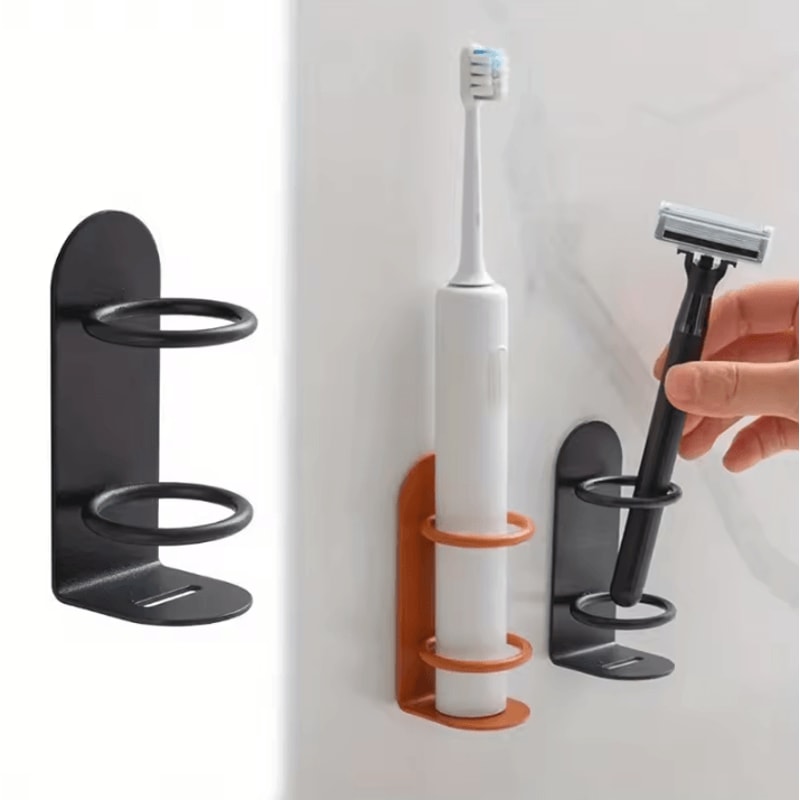 WallMounted Iron Toothbrush Holder NoDrill Bathroom Storage Rack With Drainage 0