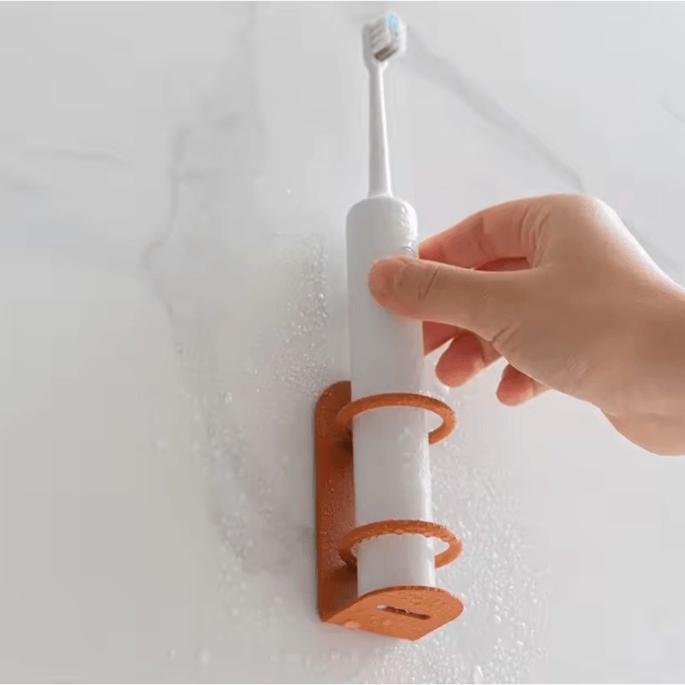 WallMounted Iron Toothbrush Holder NoDrill Bathroom Storage Rack With Drainage 2