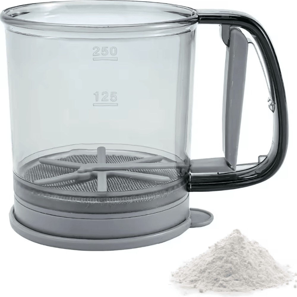 Manual Fine Mesh Flour Sifter OnePress Baking Sieve For Flour Sugar Cocoa 0