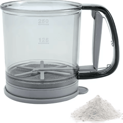 manual fine mesh flour sifter – one-press baking sieve for flour, sugar & cocoa