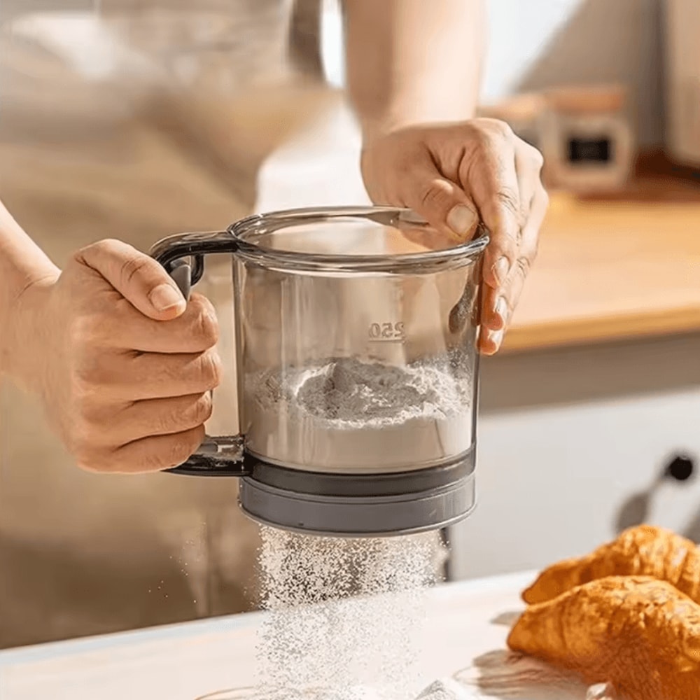 Manual Fine Mesh Flour Sifter OnePress Baking Sieve For Flour Sugar Cocoa 3
