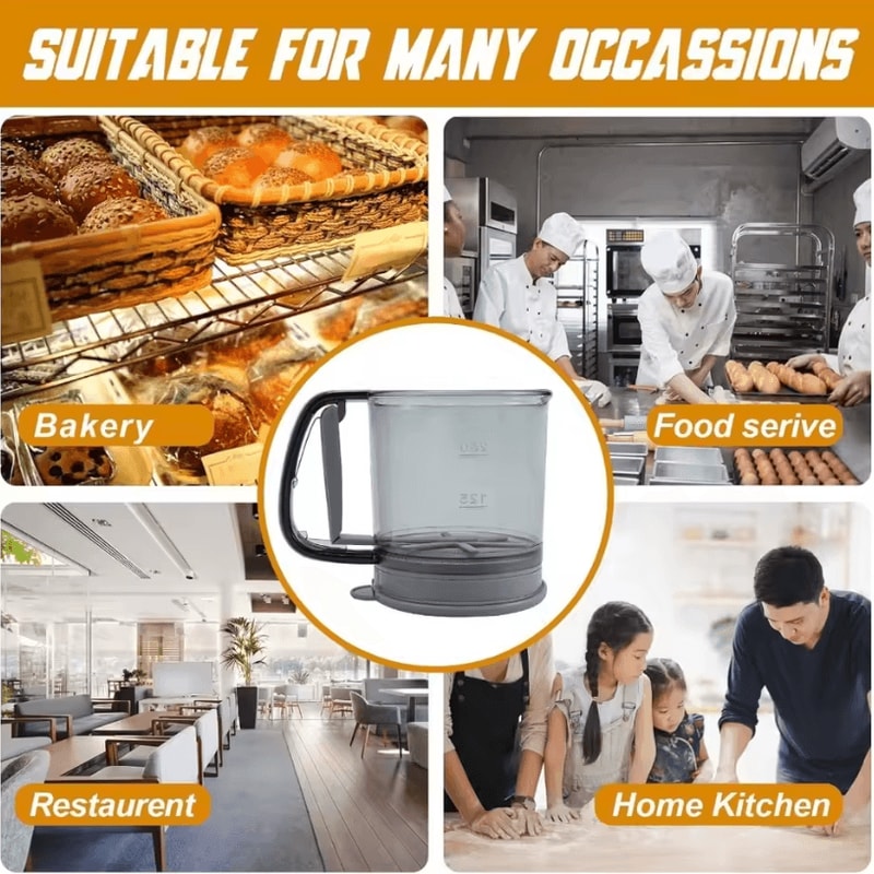 Manual Fine Mesh Flour Sifter OnePress Baking Sieve For Flour Sugar Cocoa 4