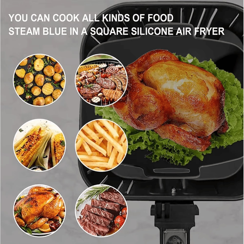 Reusable Silicone Air Fryer Pot Liners HeatResistant NonStick Baking Basket 2PCS 1