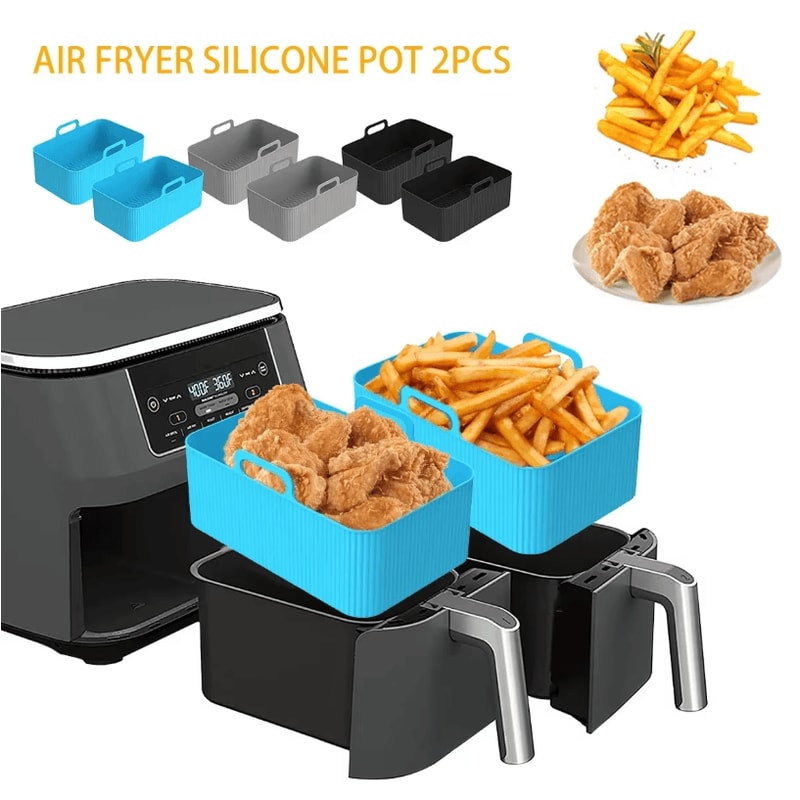 Reusable Silicone Air Fryer Pot Liners HeatResistant NonStick Baking Basket 2PCS 3