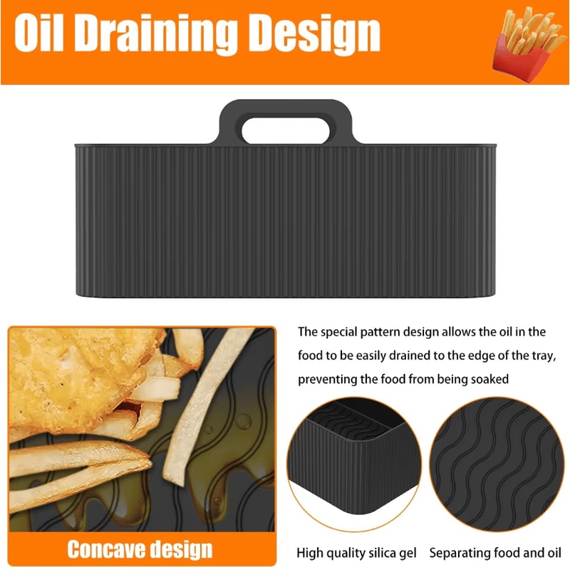 Reusable Silicone Air Fryer Pot Liners HeatResistant NonStick Baking Basket 2PCS 4